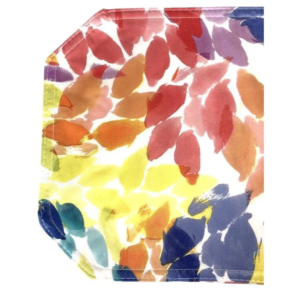 Rainbow Leaves Vinyl Placemats Set of 4 Reversible 12x18 Indoor Outdoor Beach